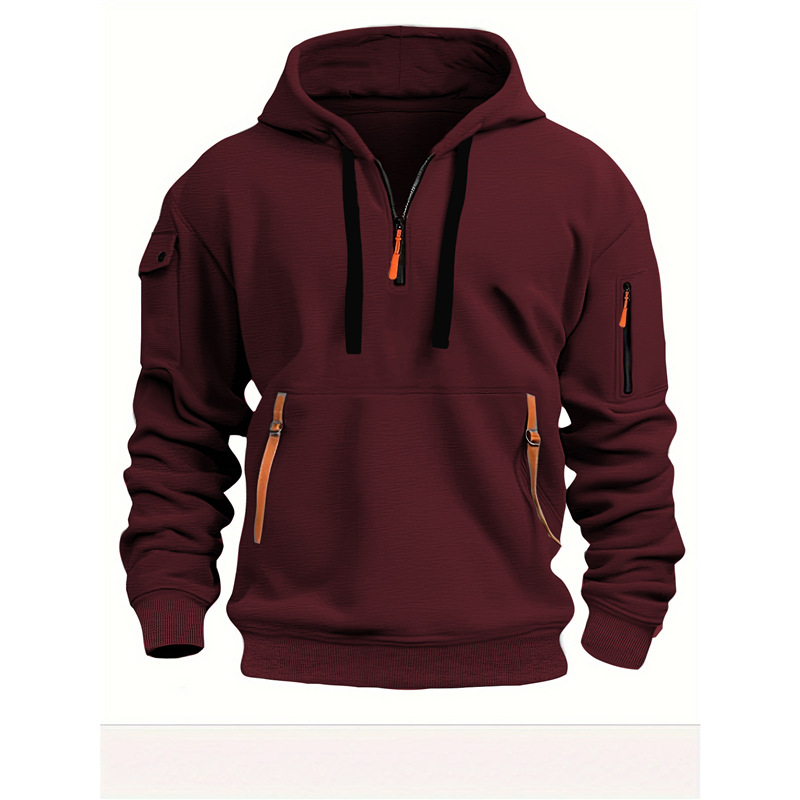 Men's Hoodie, Casual Sport Hoodie, Autumn And Winter Top, Arm Pocket Zipper Hoodie_viptrois.com