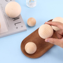 35MM荷木原木色木球半孔球木珠木质散珠diy饰品配件木荷木木球