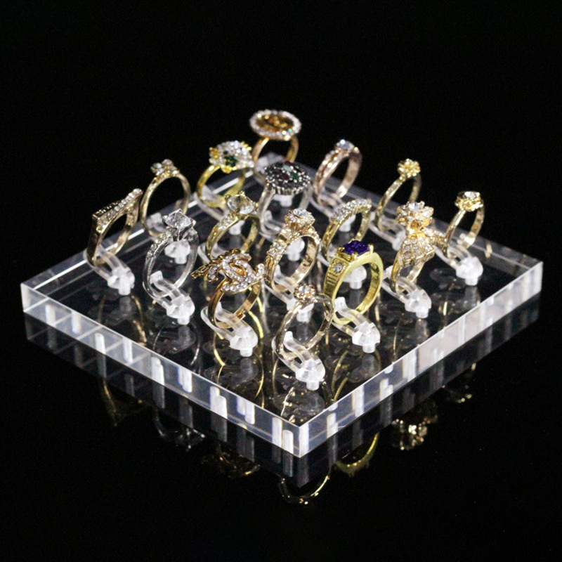 厂家批发亚克力首饰展示架戒指展示珠宝道具饰品收纳展架16位戒指