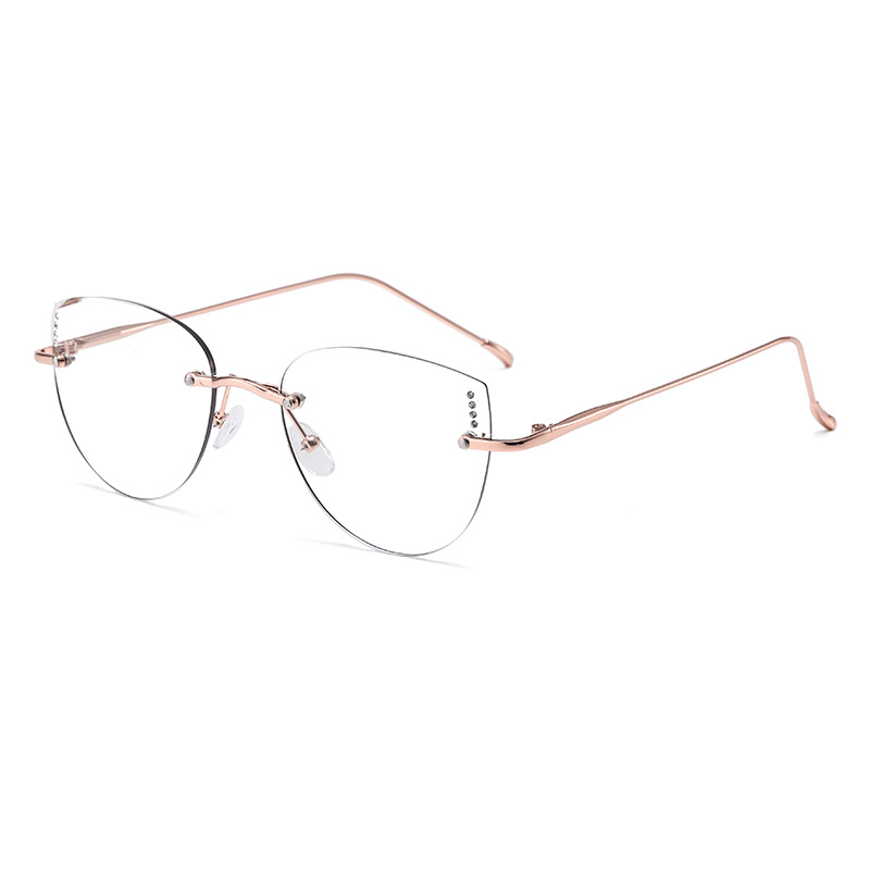Gafas sin montura de alta calidad, metal puro, ultraligeras, fotocromáticas, gafas ovaladas, monturas de gafas para mujer, gafas para miopía