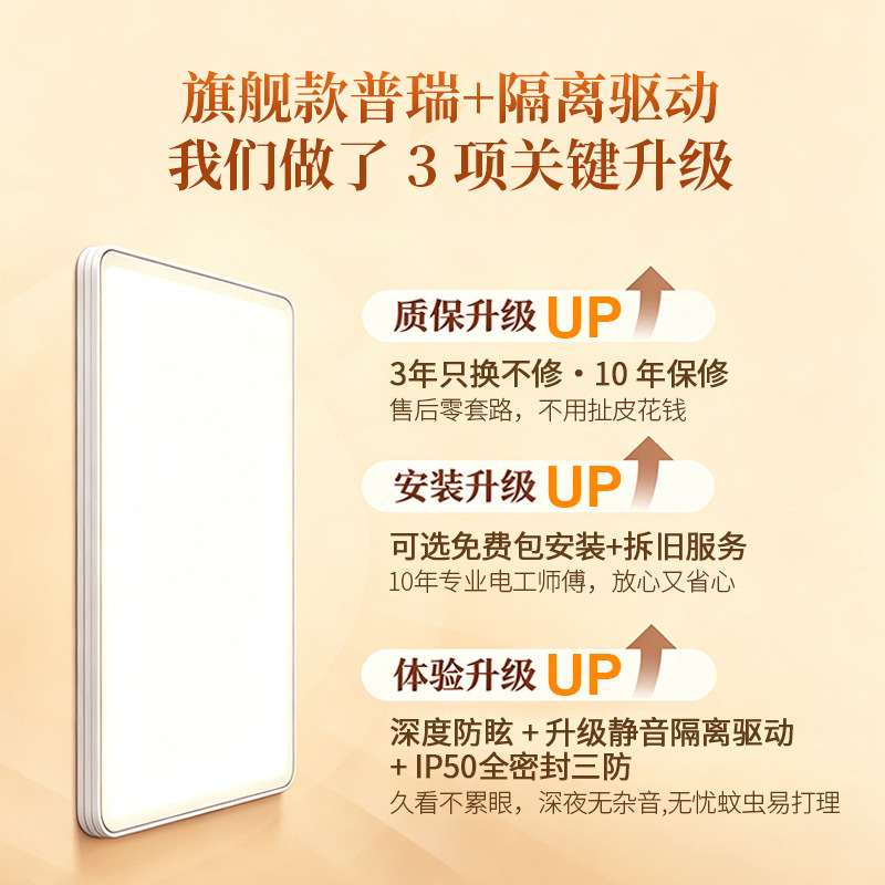 Aislamiento conducido sin costuras Puri full-spectrum protector de ojos lámpara de techo sala de estar lámpara principal estudio dormitorio inteligente lámpara Zhongshan