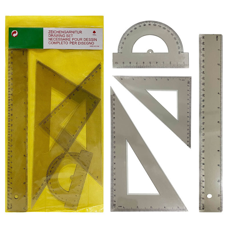 30CM cubierta transparente de color marrón triángulo de medición de dibujo de estudiantes regla de medición de color marrón material transparente al por mayor