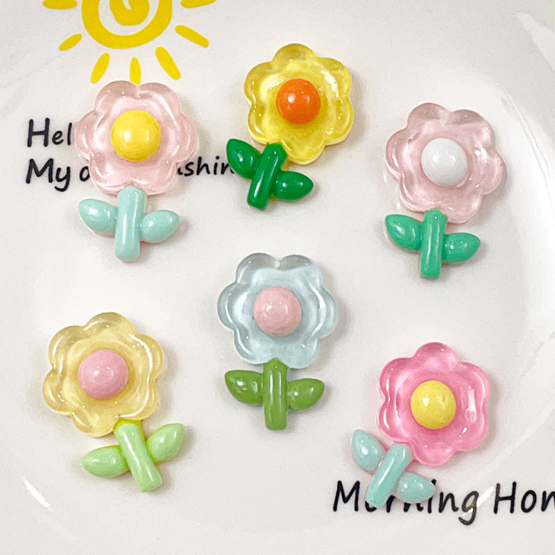 Flor transparente fresca accesorios de resina teléfono móvil shell cargador cubierta protectora accesorios taza agua pegatinas diy accesorios para el cabello material