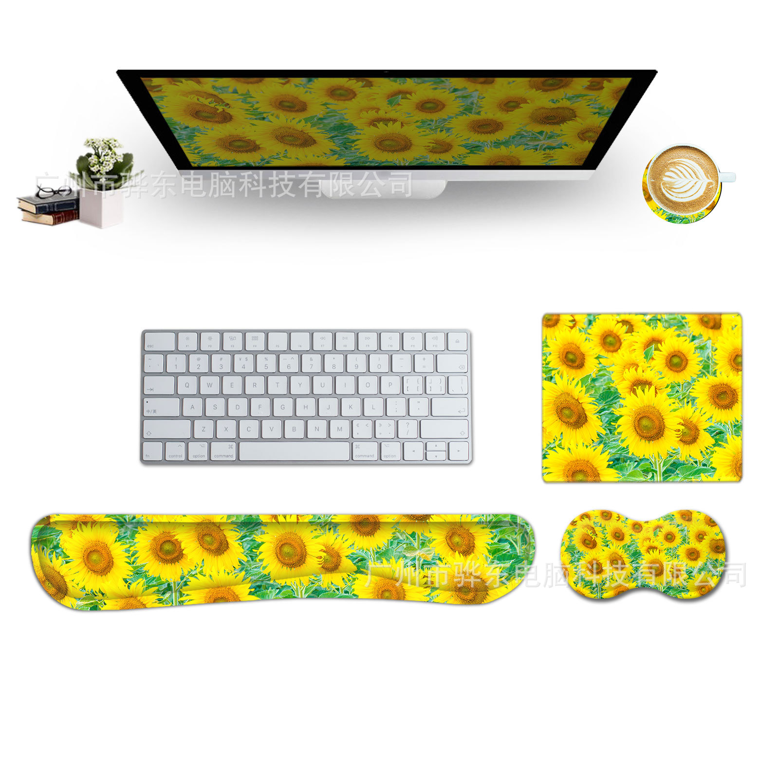 Cross-border Hot-selling Sunflower Mouse Pad Hand-held Memory Foam Non-slip Computer Laptop Wrist Pad Mouse Keyboard Pad