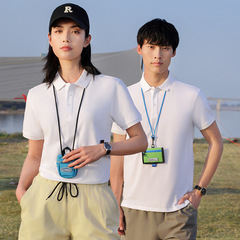 Customized Advertorial Workwear Short-Sleeve Polo Shirts with Cotton Fabric from Xinjiang, Trousers, and Class Uniforms with Logo Printing for Cultural Significance