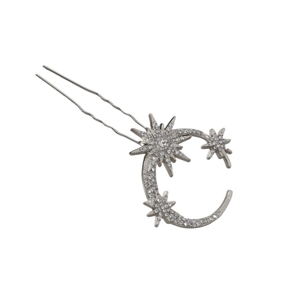 Nuevo conjunto creativo de todo fósforo combinación de accesorios para el cabello, luna geométrica simple, estrella, horquilla de diamantes, accesorios para la cabeza de novia femenina