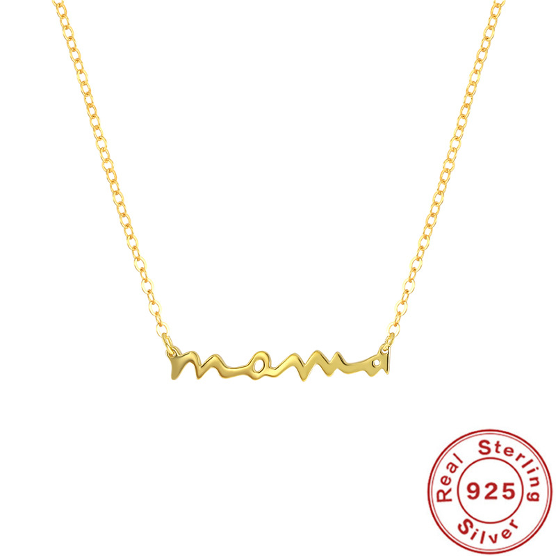 Mother'S Day Festival Letter Pattern Women'S Gender 1 Piece 925 Sterling Silver Letter Mother'S Day Cable Chain Necklace