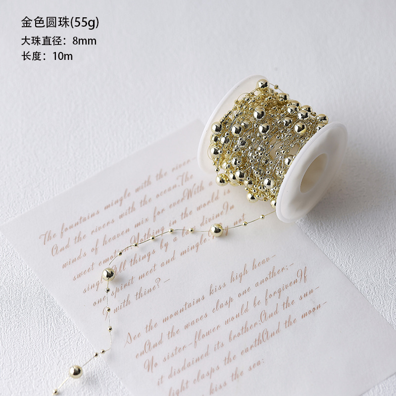 Nuevos productos calientes Decoración navideña French Retro Pequeña fragancia Cadena de perlas Cristal Collar transparente Accesorios de bricolaje