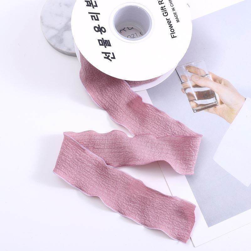 Fishtail oreja hilo pequeña cinta plisada fresca borde ondulado cinta flor material de embalaje ramo cinta