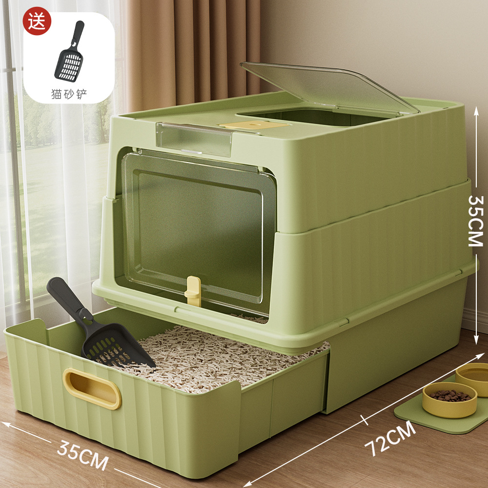 Super gran anti-spillado lavabo de arena para gatos totalmente cerrado tipo cajón plegable inodoro para gatos lámpara esterilizante ultravioleta artículos para mascotas