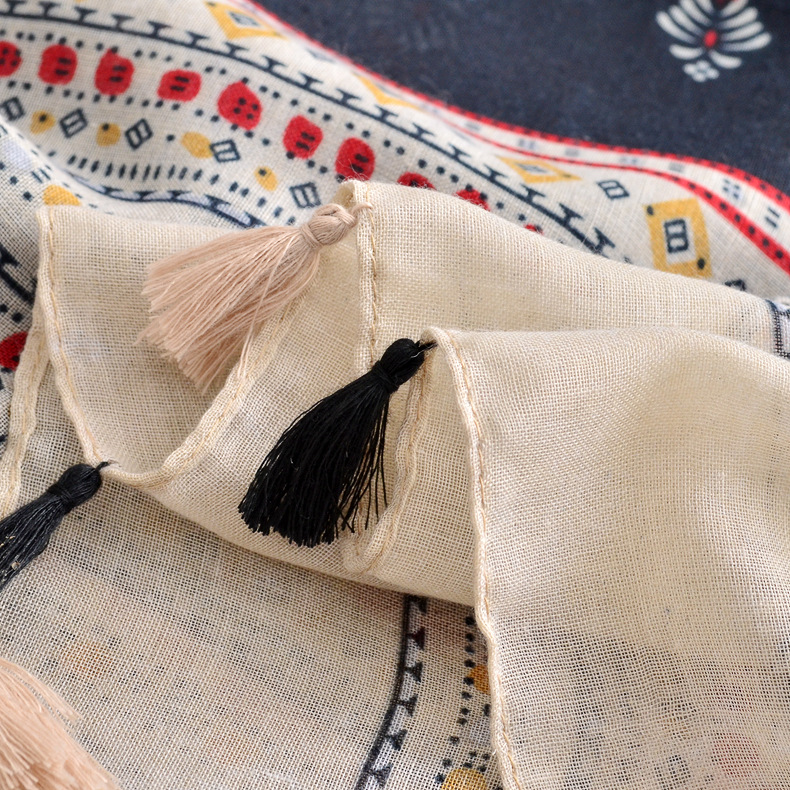 Comercio exterior Exportación arte color sólido púrpura azul geométrico playa toalla bufanda 2021 nueva primavera y verano viajes borla bufanda larga