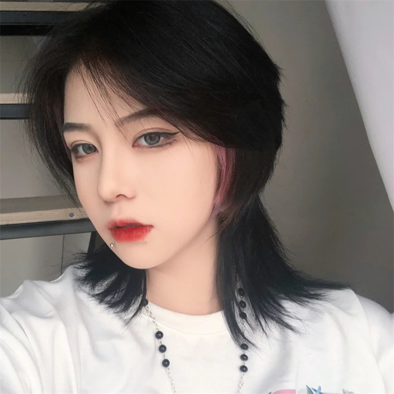 Cola de lobo peluca Pelo Corto hembra red sol serie Mullet cabeza hombres y mujeres pueden usar Guerrero cabeza peluca cabeza cubierta hombres fábrica al por mayor