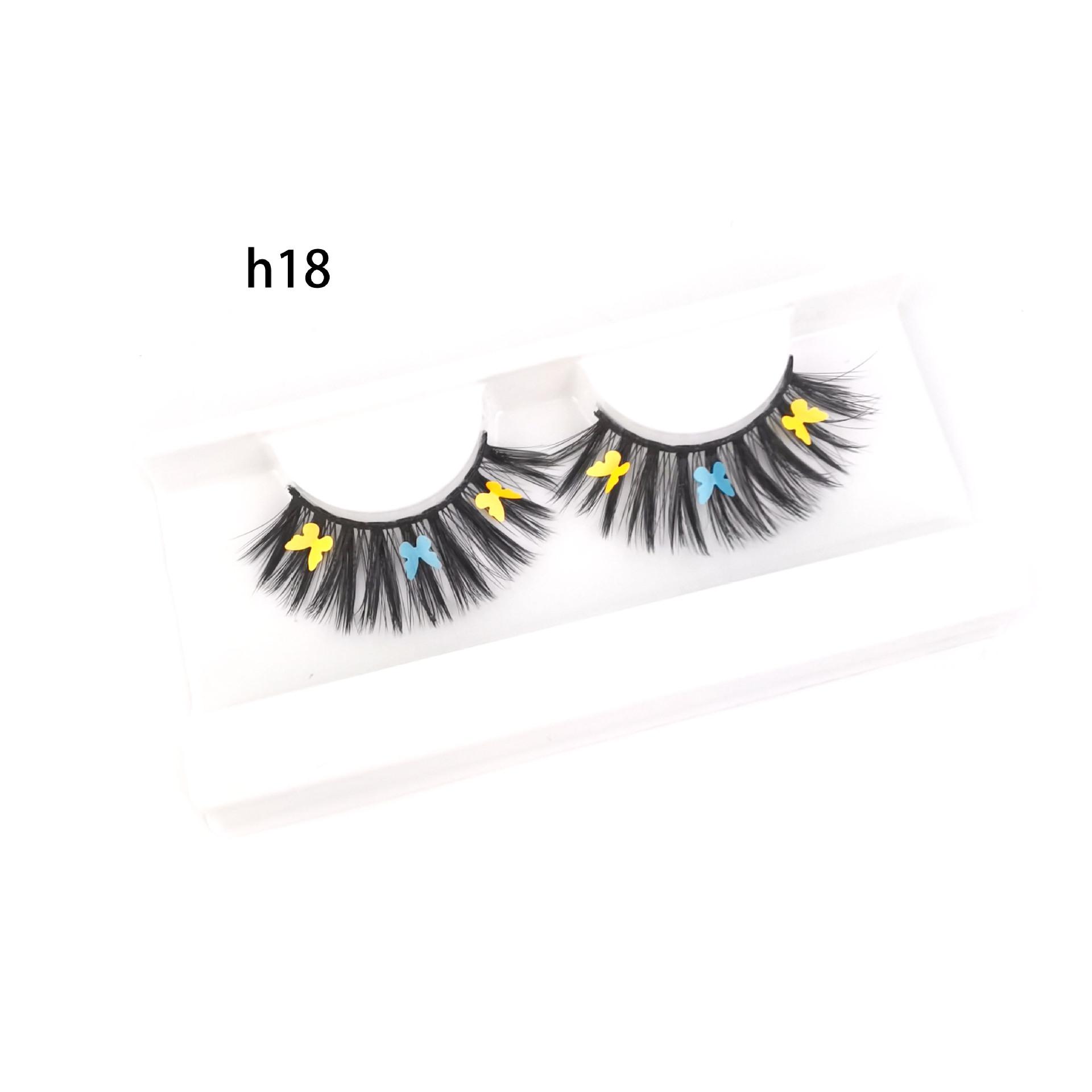 Festival de Navidad transfronterizo Venta caliente pestañas postizas color fluorescente mariposa diamante lentejuelas pestañas 3D maquillaje de escenario europeo y americano