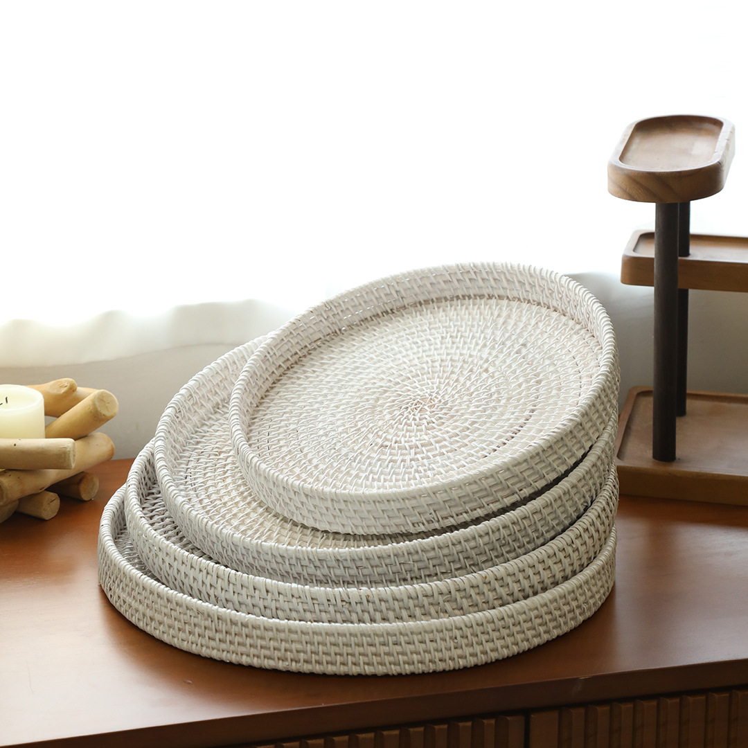 bandeja de té redonda decoración de escritorio bandeja de almacenamiento cosmético sala de estar cesto de almacenamiento porche cesto de almacenamiento doméstico bandeja redonda