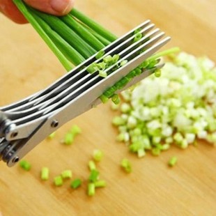 Five-Layer Stainless Steel Green Onion Scissors Multi-Functional Multi-Layer Seaweed Food Supplement Scissors Shredded Paper Scissors Kitchen Food Scissors