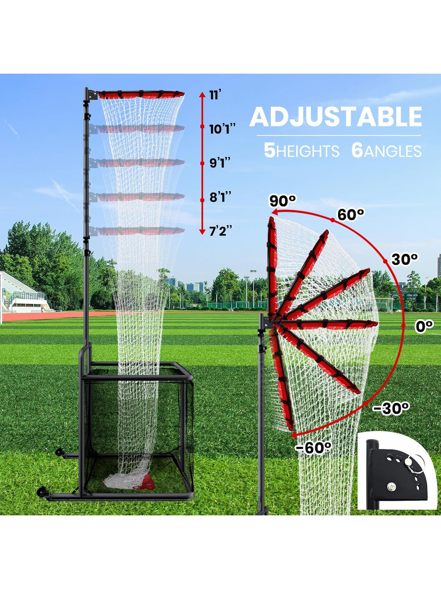 Red de práctica de voleibol móvil portátil Red de entrenamiento de voleibol ajustable Red de dos pases con bolsillo de red de bola