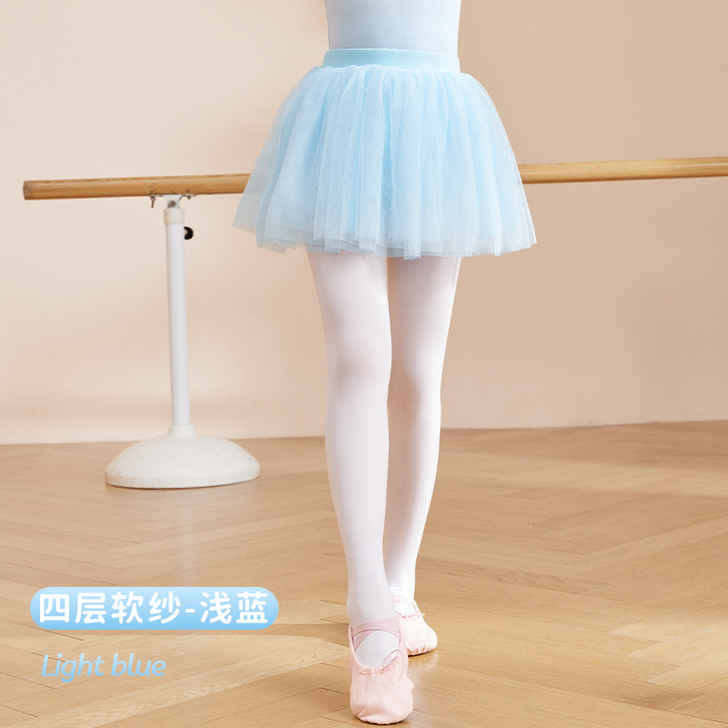 Falda de baile para niños falda de ballet princesa falda mullida práctica falda de malla elástica suave Falda de baile de rendimiento para niñas