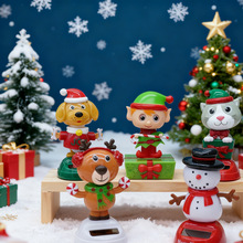 新创意圣诞节雪人公仔汽车摆件 卡通车载太阳能摆饰礼品厂家直销