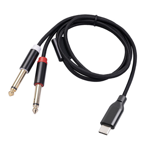 New product built-in chip TYPE-C male to dual 6.35 large two-core mixer amplifier speaker cable