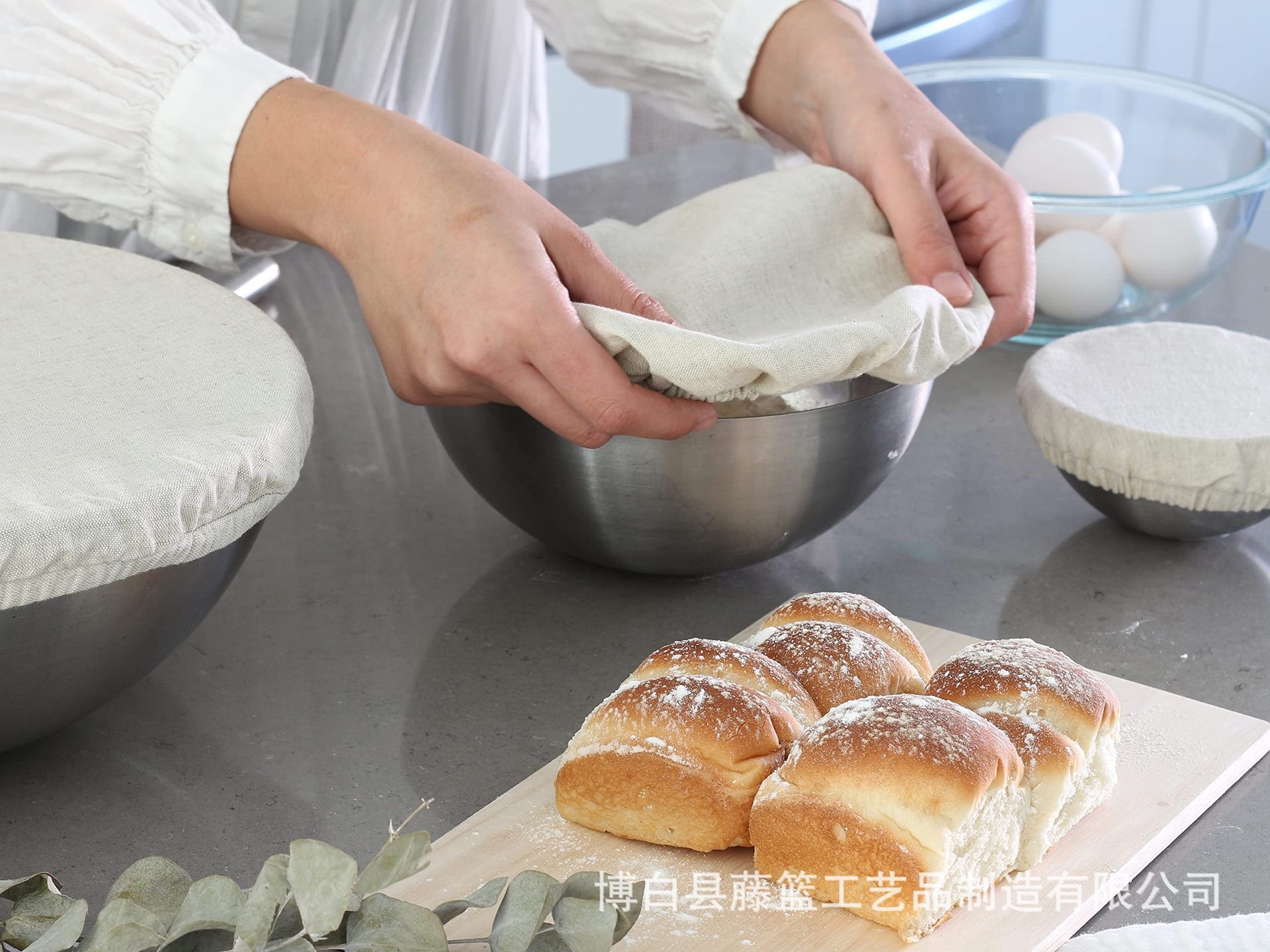 Cotton Fabric Bowl Cover Elastic Dustproof Breathable Bowl Cloth Lid for Bread Fermentation Reusable