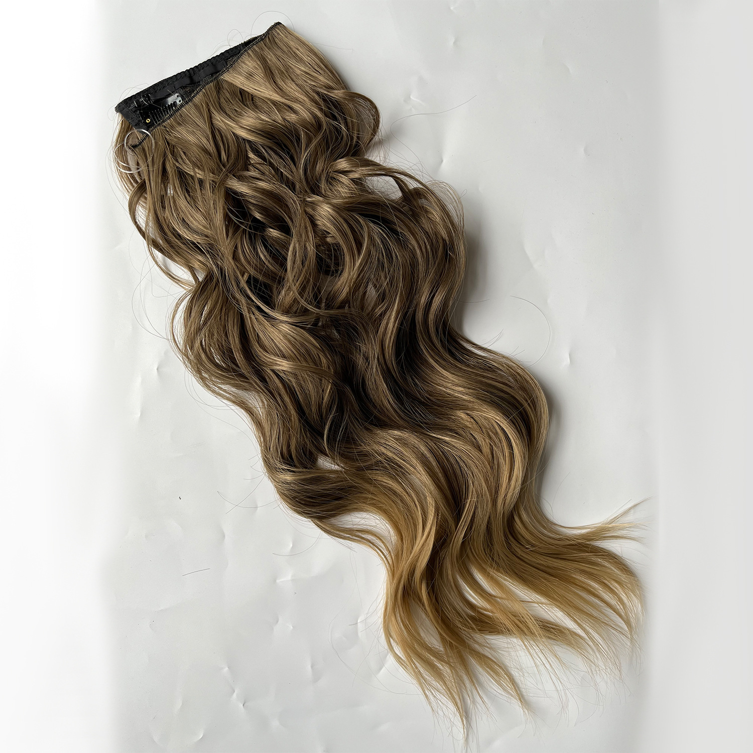 Peruca con 4 clips línea de pescado ondas invisibles extensión de cabello largo