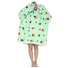 亲子复合御寒服懒人TV电视毯加厚家居服户外中长款睡衣法兰绒睡袍