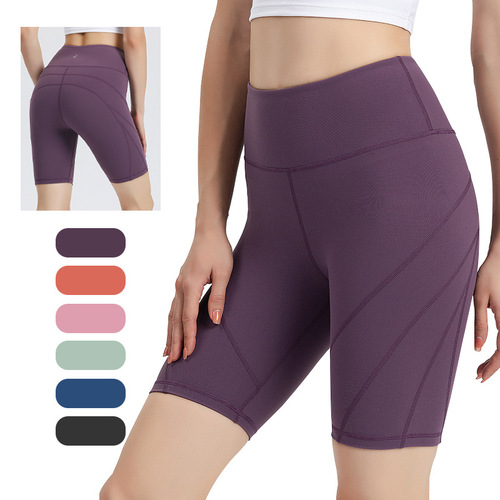 Lululemon style double-sided yoga shorts for women, running slim-fit leggings, stretchy sports yoga pants for women