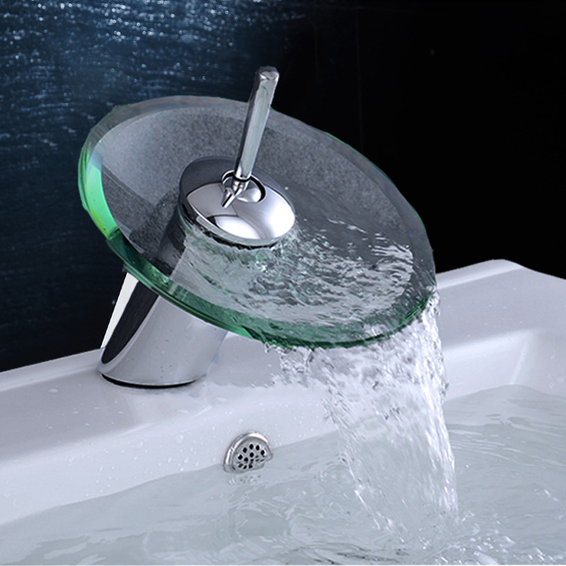 Grifos de agua de cascada de vidrio de cobre caliente y frío bañera fábrica de baño directo de comercio exterior transfronterizo para agua de cascada