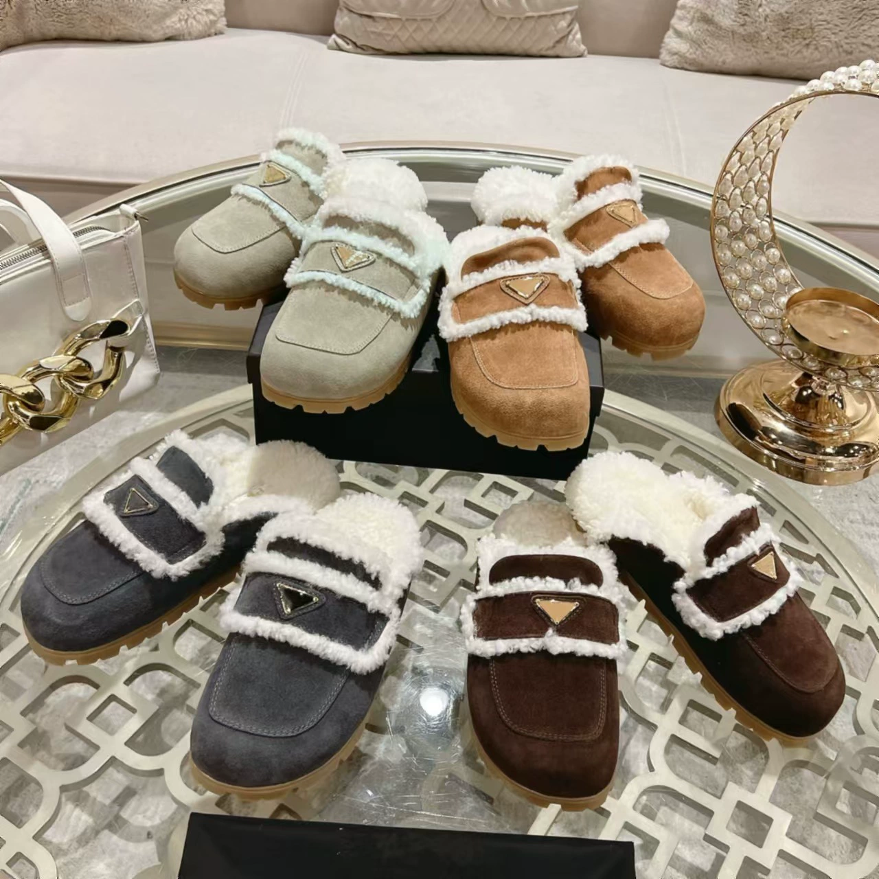High Edition 2024 новые толстые шерстяные тапочки