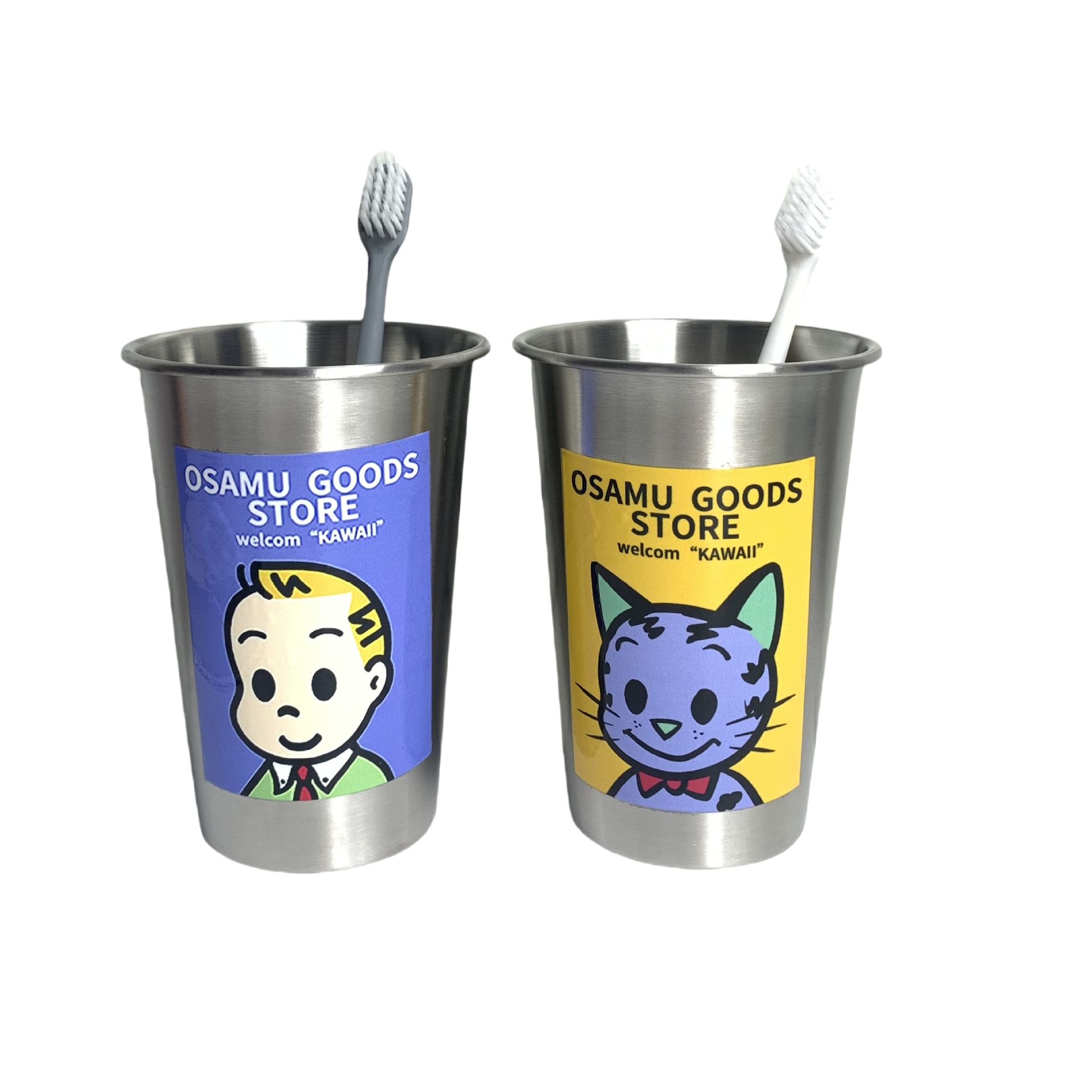 Cute taza de acero inoxidable engrosada taza de lavado infantil doméstica de alto valor nominal simple dormitorio taza de cepillo de dientes creativo