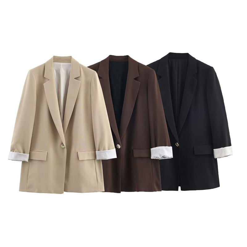 Foreign Trade Order! 2025 Autumn European and American Style Women's Fashion Elegant Printed Cuff Blazer 8195572