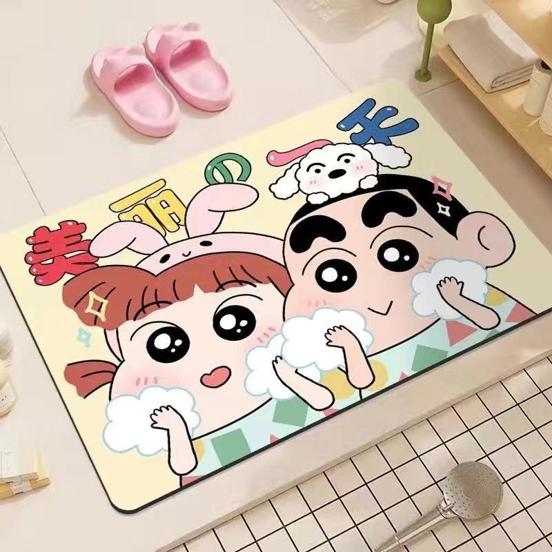 Cartoon Crayon Xiaoxin Diatom Mud Mat Dirt-resistant Toilet Bathroom Absorbent Anti-slip Mat Entrance Door Mat