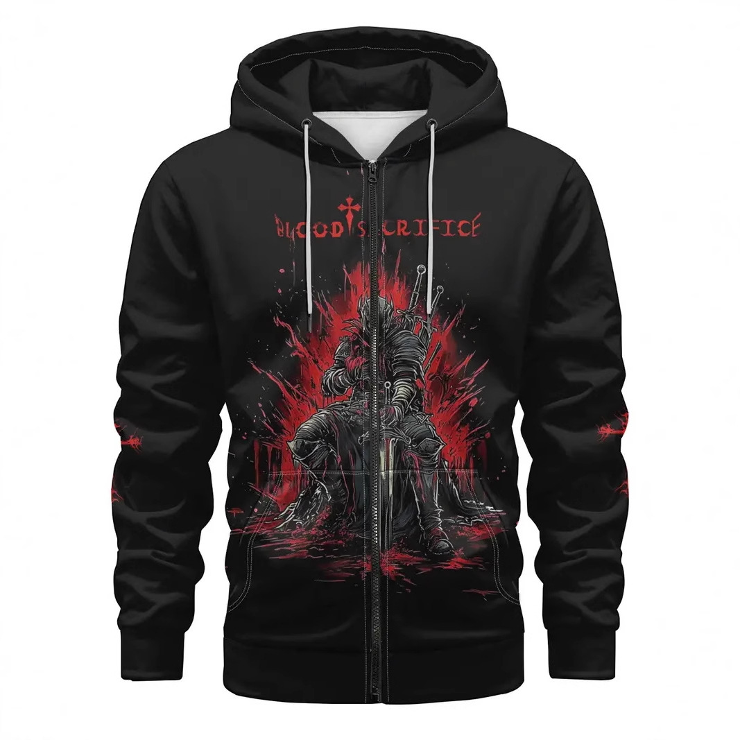 Fábrica al por mayor impresión digital 3D nuevo suéter con capucha chaqueta de suéter de pareja europea y americana serie de calavera MF08