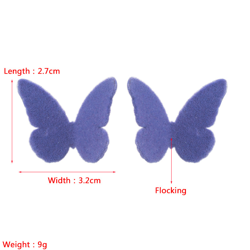 Fashion Solid Color Flocking Butterfly Simple Earrings display picture 1