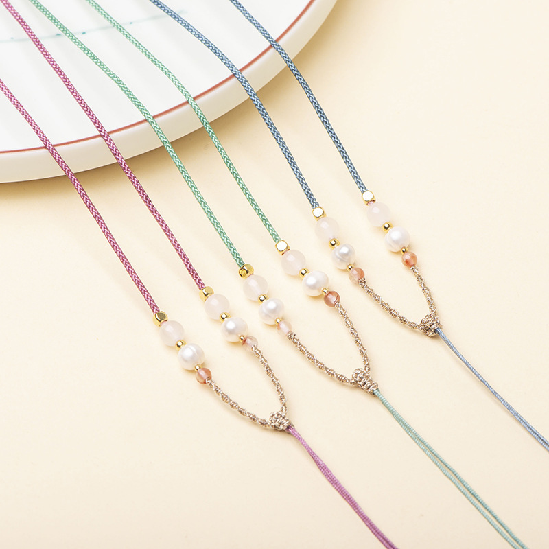 Thin Pearl Jade Pendant Lanyard Jade Pendant Necklace Rope for Men and Women Adjustable Hand-Woven Hanging Neck Rope Wholesale Thin Pearl Jade Pendant Lanyard Jade Pendant Necklace Rope for Men and Women Adjustable Hand-Woven Hanging Neck Rope Wholesale