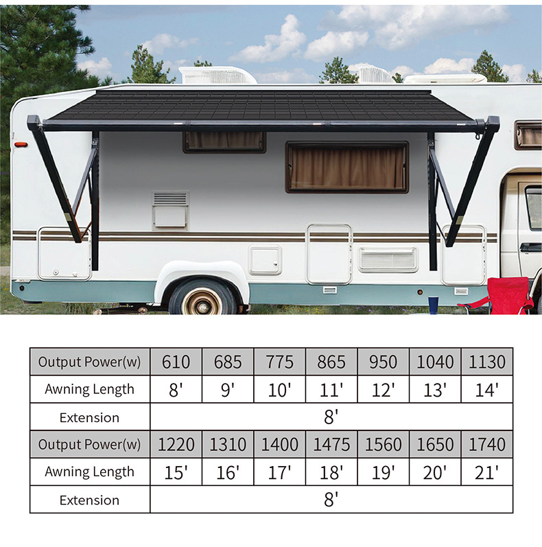 600-2000w high-power output flexible solar panel RV external accessories RV side tent