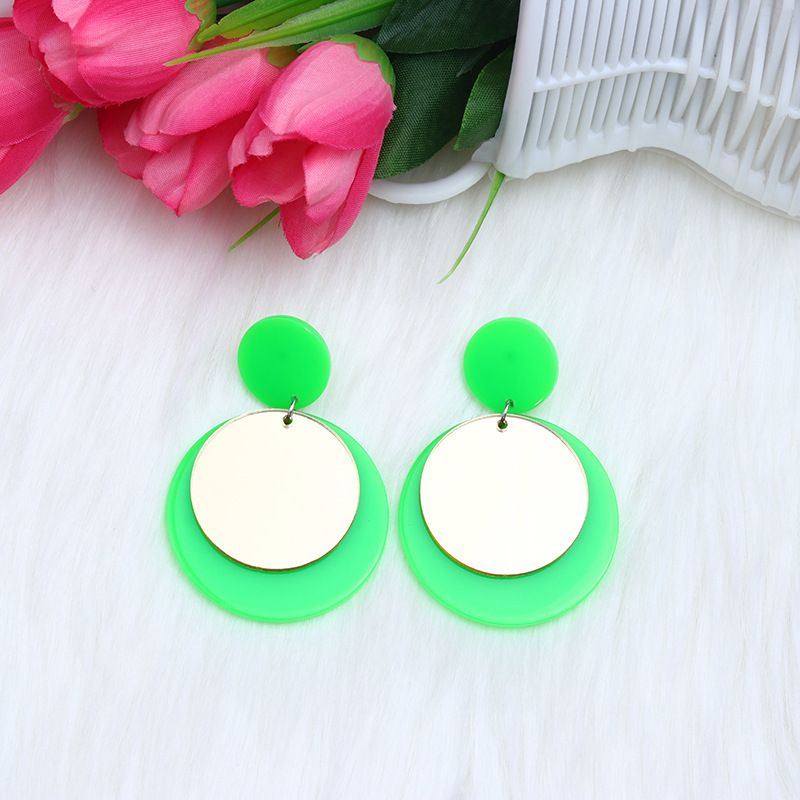 Simple Style Round Arylic Patchwork Women's Drop Earrings display picture 1