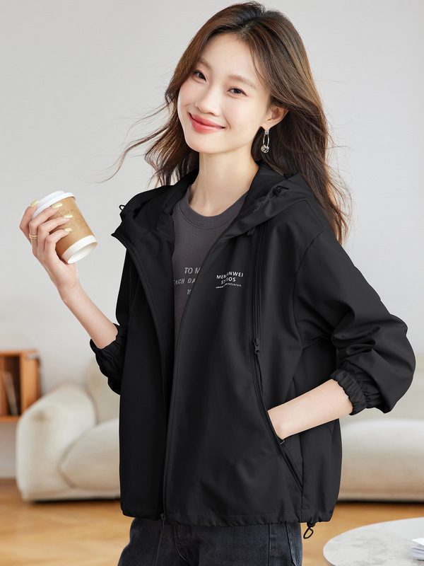 韩系风短款风衣外套女2025春秋新款韩版时尚休闲宽松连帽夹克上衣|undefined