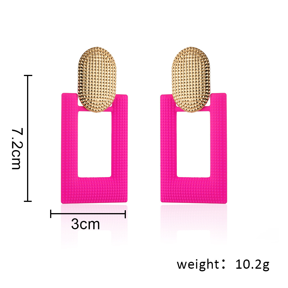 1 Pair Exaggerated Square Metal Stoving Varnish Women's Drop Earrings display picture 1