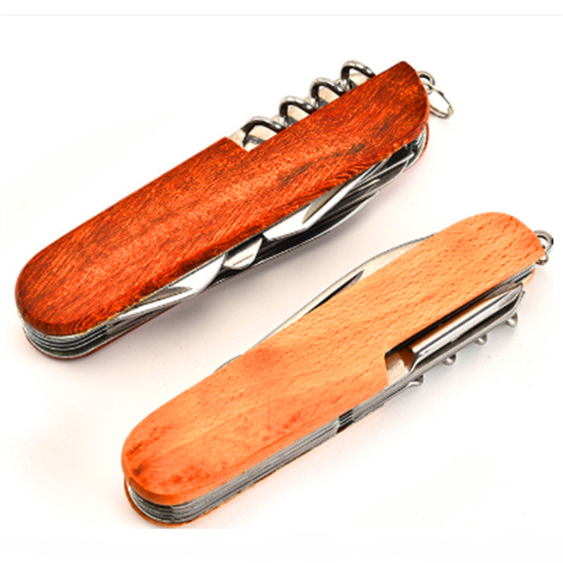 多功能木11开折刀户外多功能折叠刀多功能刀具多功能组合小刀