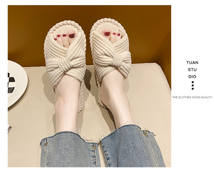 Kadın Thongs Dış Mekan Kumaş Kauçuk Şok Emici Slaytlar_voghion.com