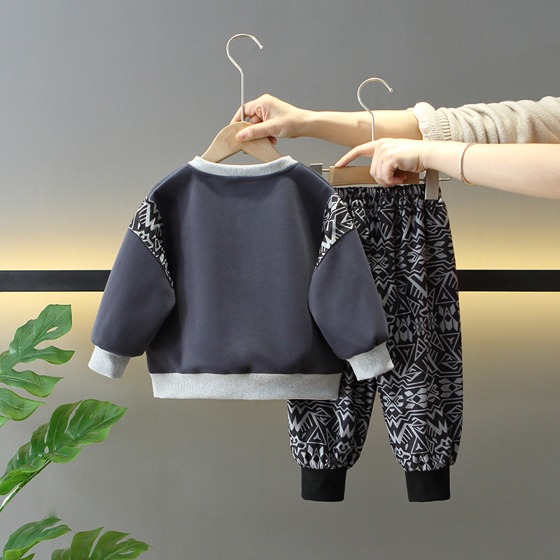 7715 ropa para niños traje de primavera para niños 2025 nuevo suéter para niños de dos piezas ropa de primavera y otoño de moda para bebés