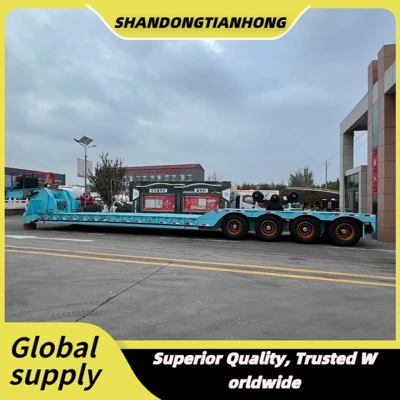 Ağır yük qoşquları Low-Bed Semi-Trailer Engineering Machinery Transport