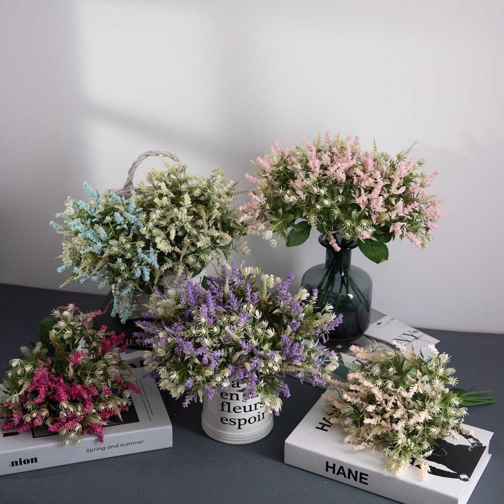 薰衣草花束INS風廠家仿真花家居裝飾跨境婚慶批發假花MW81109