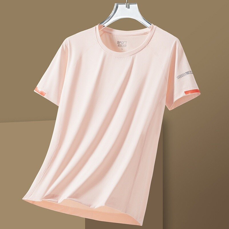 Ice Silk Short-Sleeved Men's and Women's Summer Style Couple's Lightweight Fitness T-Shirt Sports Running Breathable Quick-Drying Elastic Top Ice Silk Short-Sleeved Men's and Women's Summer Style Couple's Lightweight Fitness T-Shirt Sports Running Breathable Quick-Drying Elastic Top