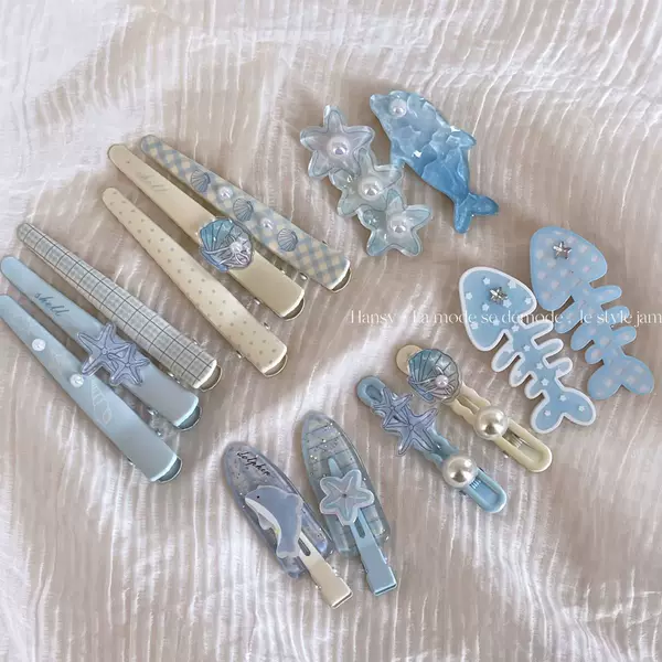 Blue Series Cute Children's Hair Clips, Side Cartoon Bangs Clips, Hairpins, Hair Accessories