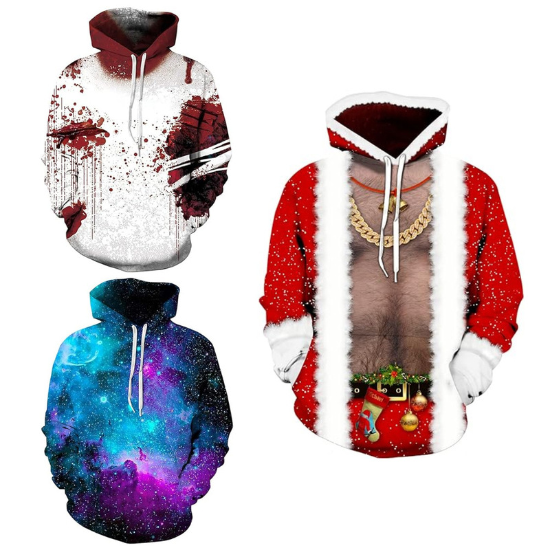 Cross-border foreign trade sweater pullover hooded sweatshirt hoodie with large pockets suitable for teenagers 3d printing men
