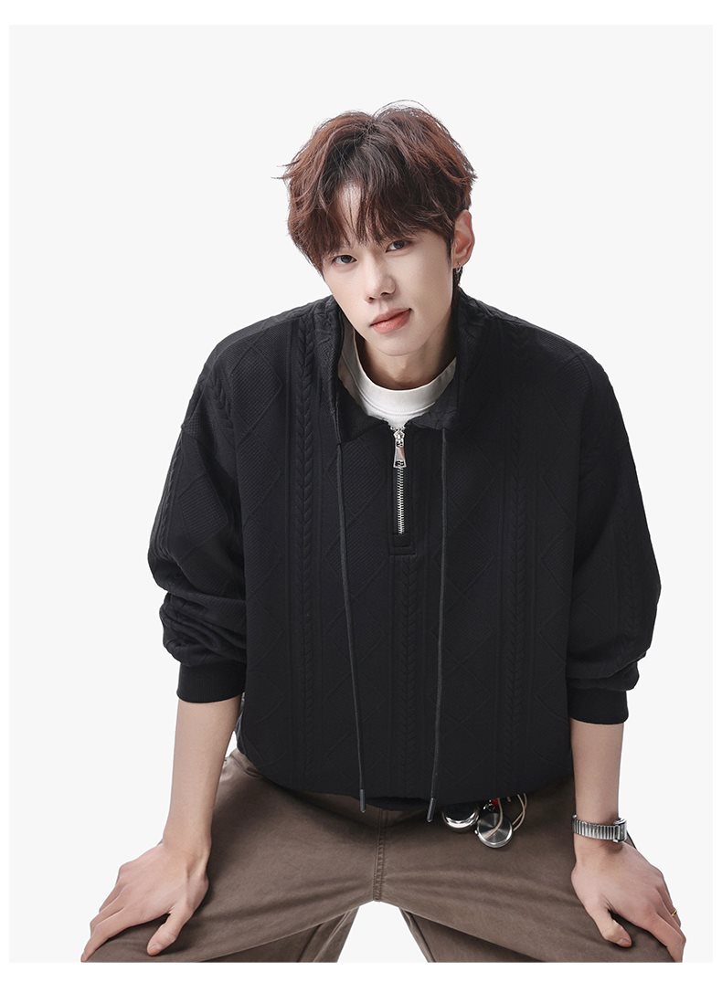 Half-zip Sweatshirt For Men Autumn Trendy Streetwear Pullover_voghion.com
