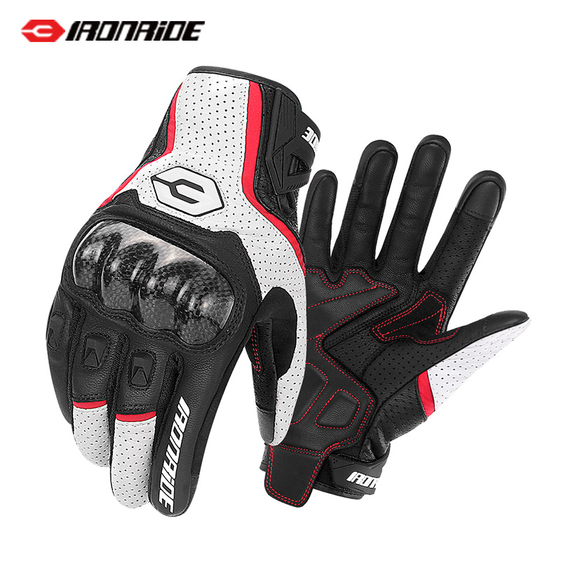 오토바이 라이딩 장갑, 가죽 여름용 카본 파이버 낙상 방지 통기성 오프로드 레이싱 보호 오토바이 장갑