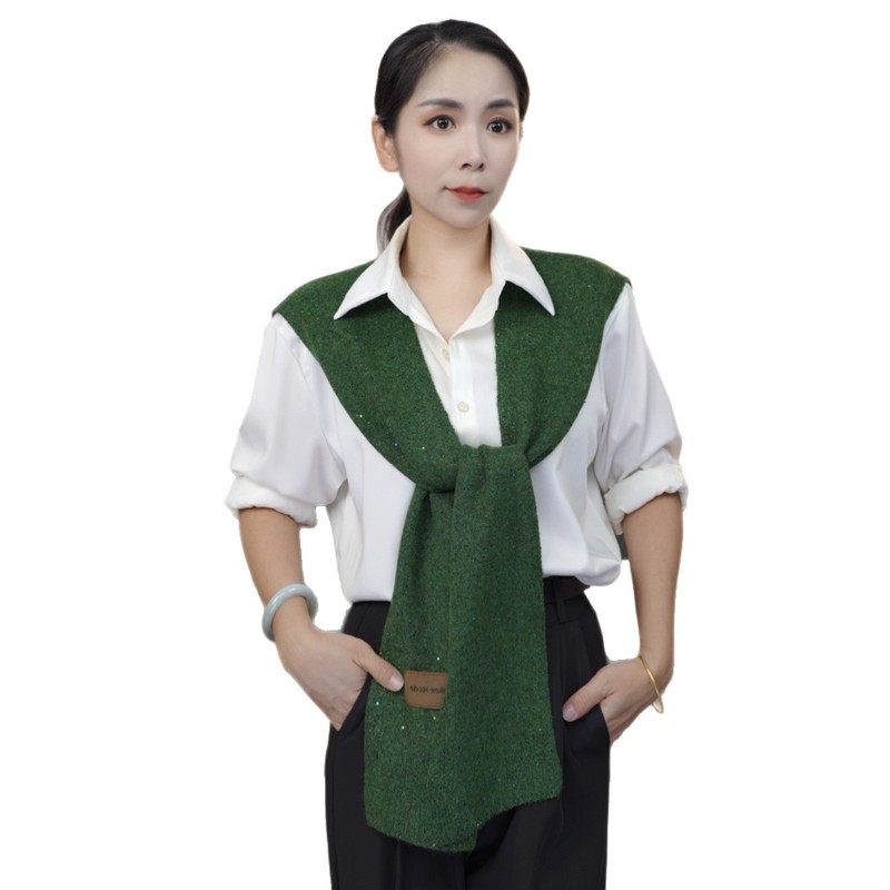 羊毛针织披肩女时尚纯色春季秋季韩版夏季空调房防风护颈披肩|undefined